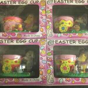 New in package set of 4 Easter egg holder/cups 2 bunny and 2 chicks